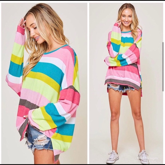 New! Soft knit multi stripe lightweight top - Picture 4 of 7